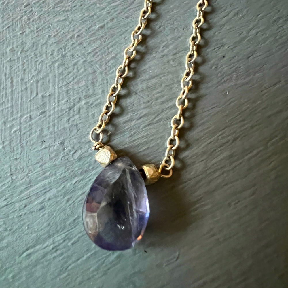 Amethyst color crystal and silver necklace